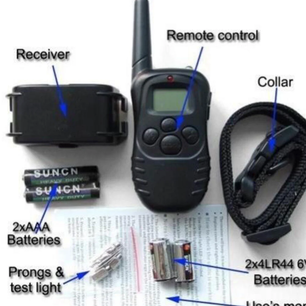 300M Long Range Training Collar Vibration Warning Electrocute Remote Dog Training Collar (Black)