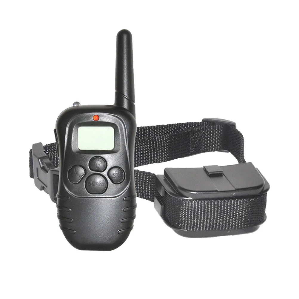 300M Long Range Training Collar Vibration Warning Electrocute Remote Dog Training Collar (Black)