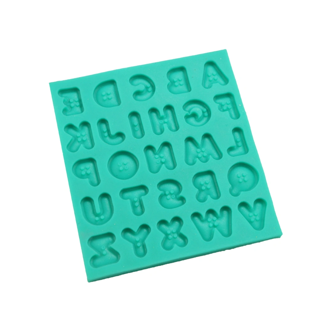 Button Letter Shape DIY Fondant Cake Mold Silicone Chocolate Mold Biscuit Baking Tool for Kitchen (Green)