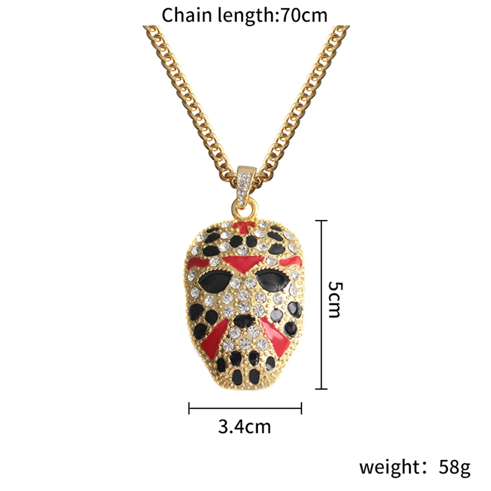 Hip Hop Peking Opera Gang Mask Pendant Necklace Cuban Chain For Men Women