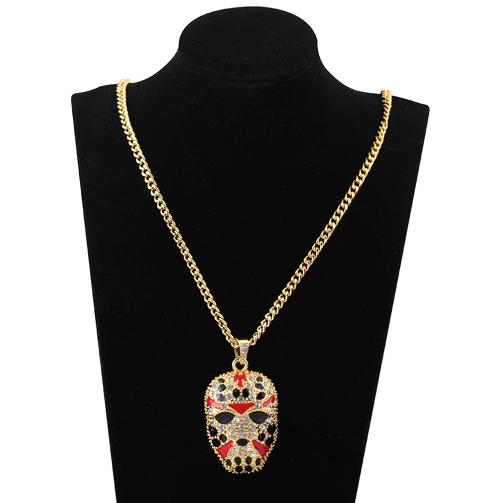 Hip Hop Peking Opera Gang Mask Pendant Necklace Cuban Chain For Men Women
