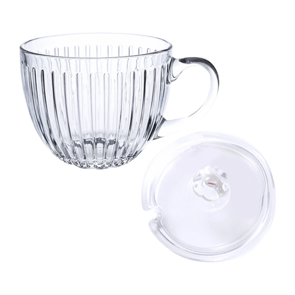 Glass Cereal Cup Glass Bowl with Lid Glass Porridge Bowl Handle Breakfast Cup Milk Fruit Bowl