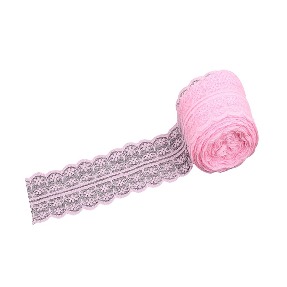 4.5cm Lace Trim Fabric Lining Clothing Flower Border Lace Clothing Accessory Embroidered Applique for Wedding Dress Lingerie (Pink)