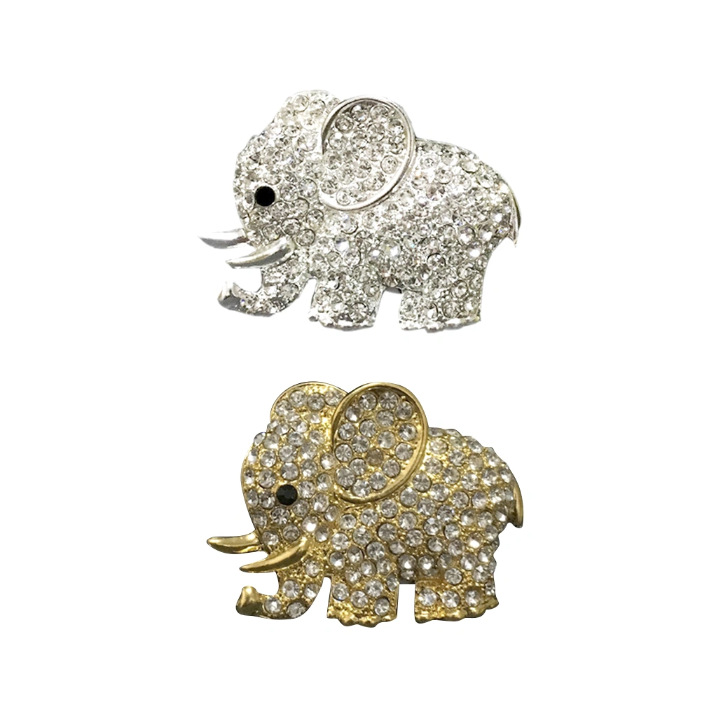 2PCS Elephant Pattern Rhinestone Air Vent Clip Car Aromatherapy Diffuser Car Fragrance Essential Oil Diffuser Car Interior Decoration (Golden Silver)