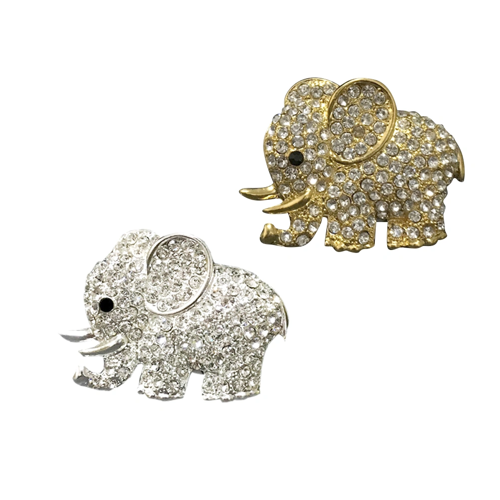 2PCS Elephant Pattern Rhinestone Air Vent Clip Car Aromatherapy Diffuser Car Fragrance Essential Oil Diffuser Car Interior Decoration (Golden Silver)
