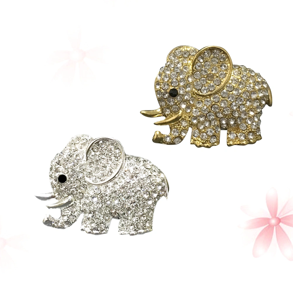 2PCS Elephant Pattern Rhinestone Air Vent Clip Car Aromatherapy Diffuser Car Fragrance Essential Oil Diffuser Car Interior Decoration (Golden Silver)