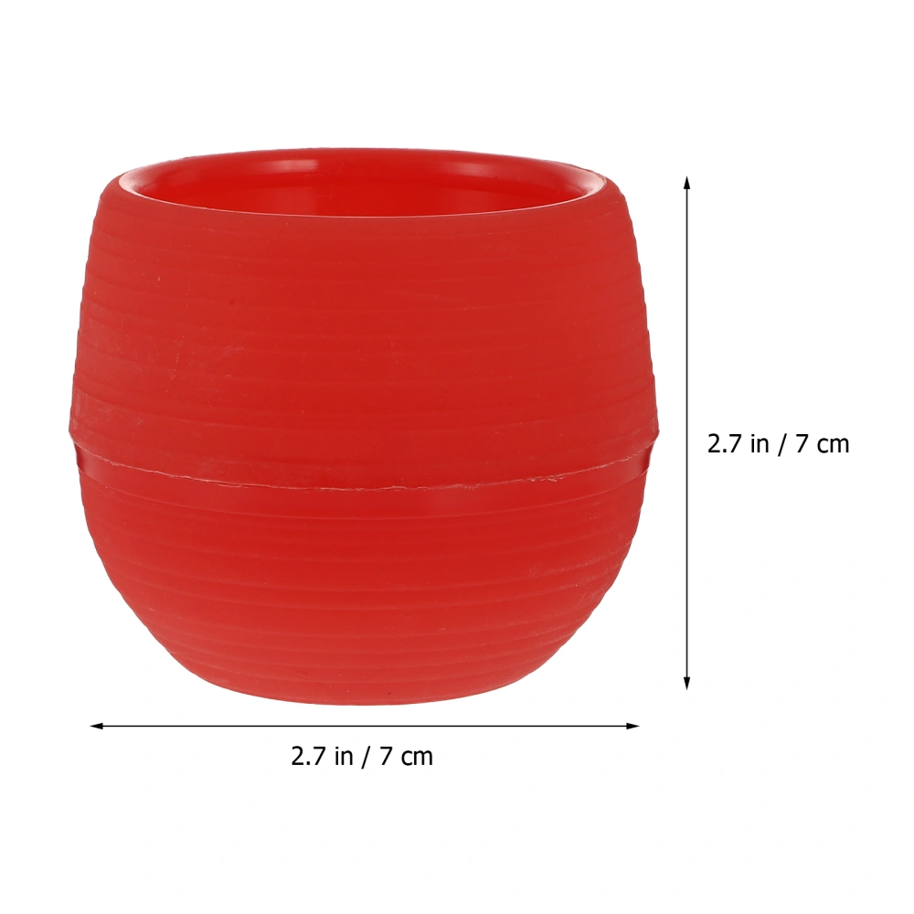 Mini Round Resin Flower Pot Solid Color Planter Home Office Decor for Succulents Cactus (Wine Red)