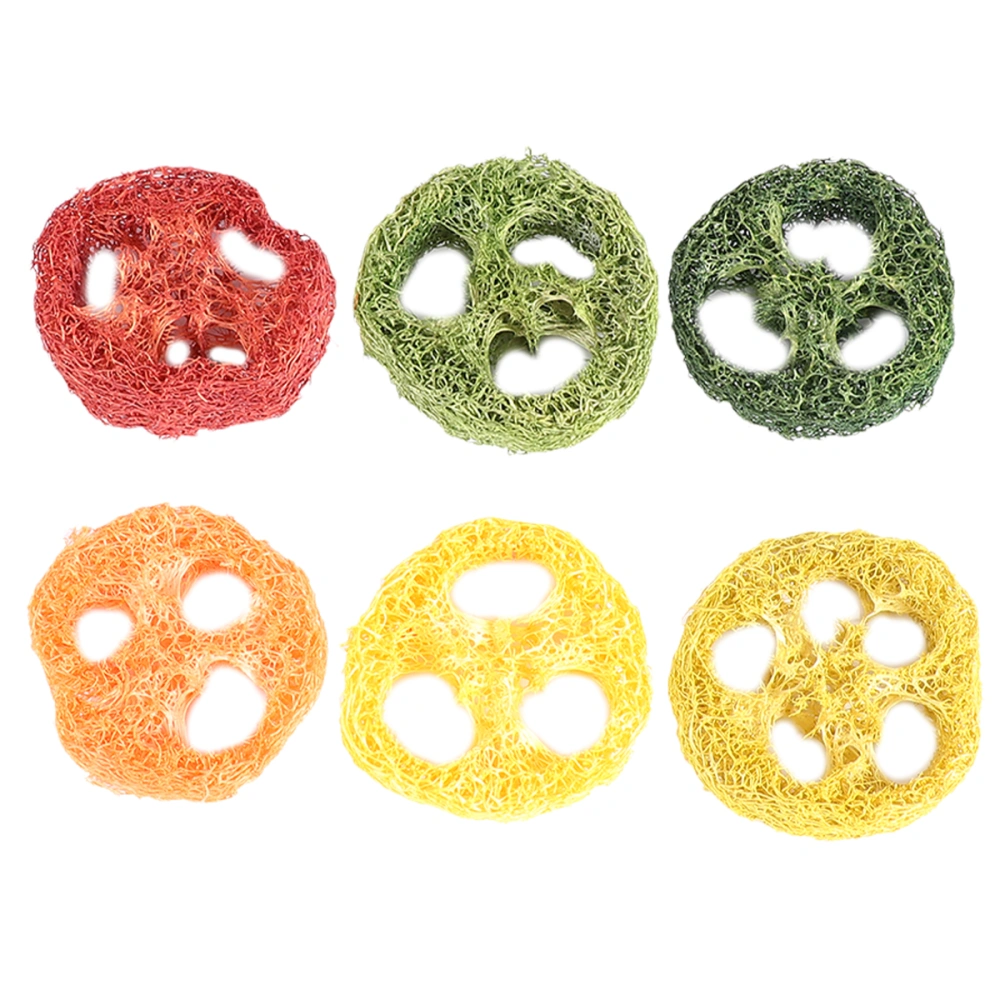 6 Pcs Hamster Loofah Lotus Root Slice Shaped Pet Toy Healthy Molars Toy Oral Care Tools Safe Biting Chewing Plaything for Hamster Rabbit (Large Size, Random Color)