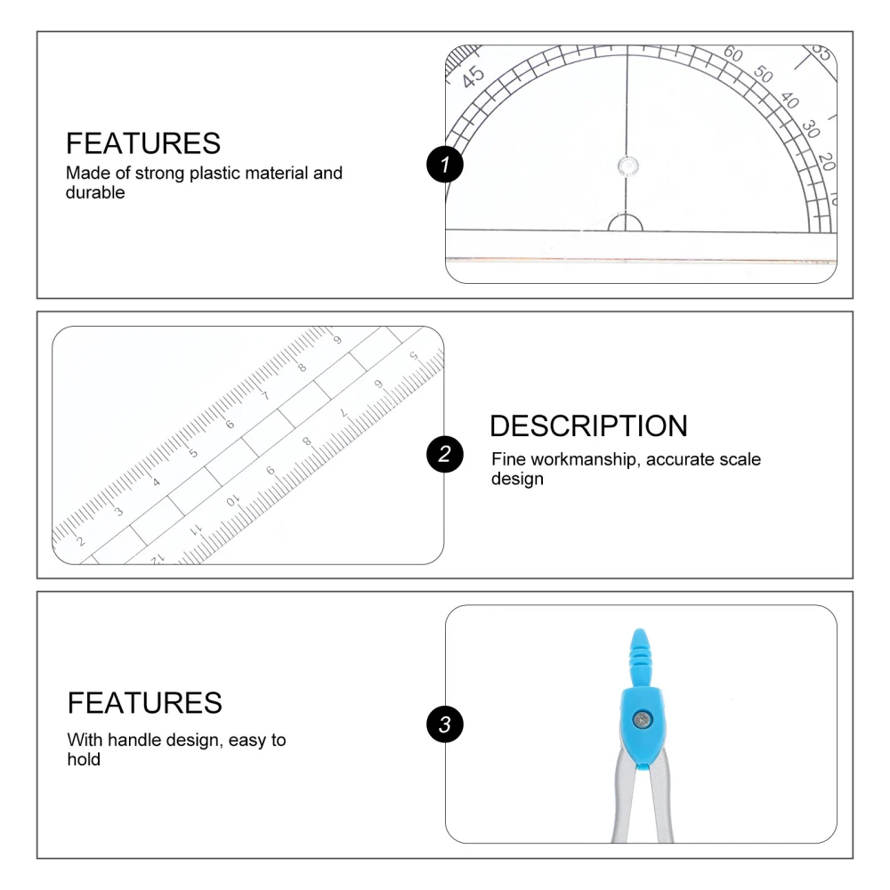 1 Set School Design Drawing Tools Math Geometry Kit for Student Office