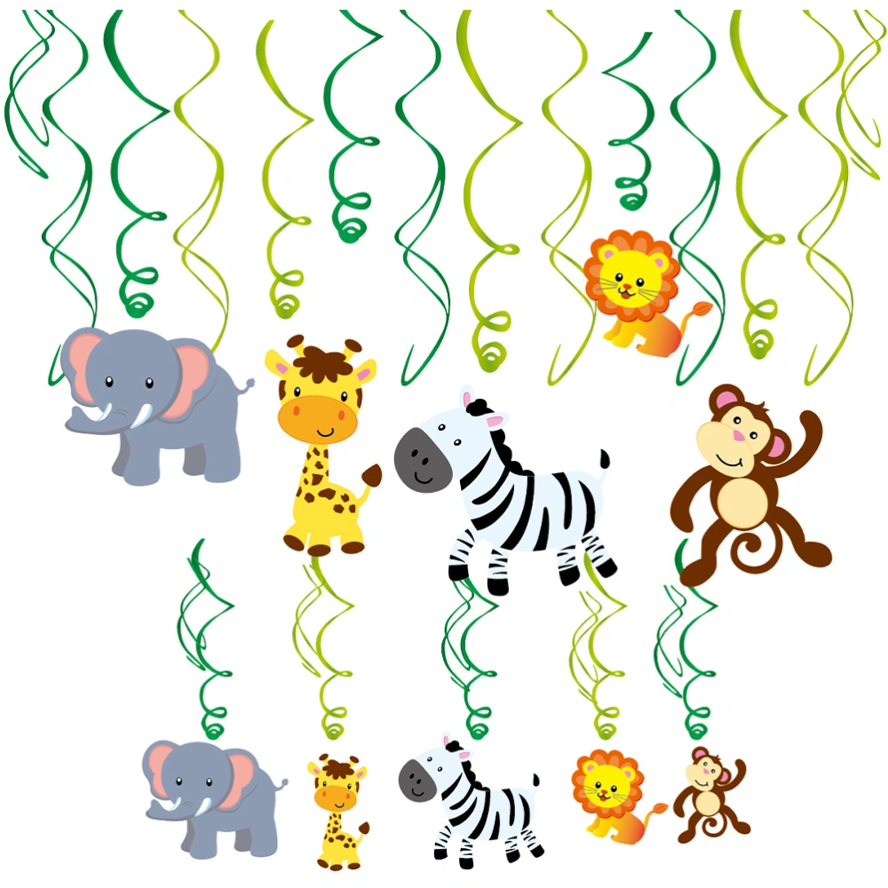 1 Set Animal Hanging Swirl Decoration Jungle Theme Birthday Baby Shower Decorations