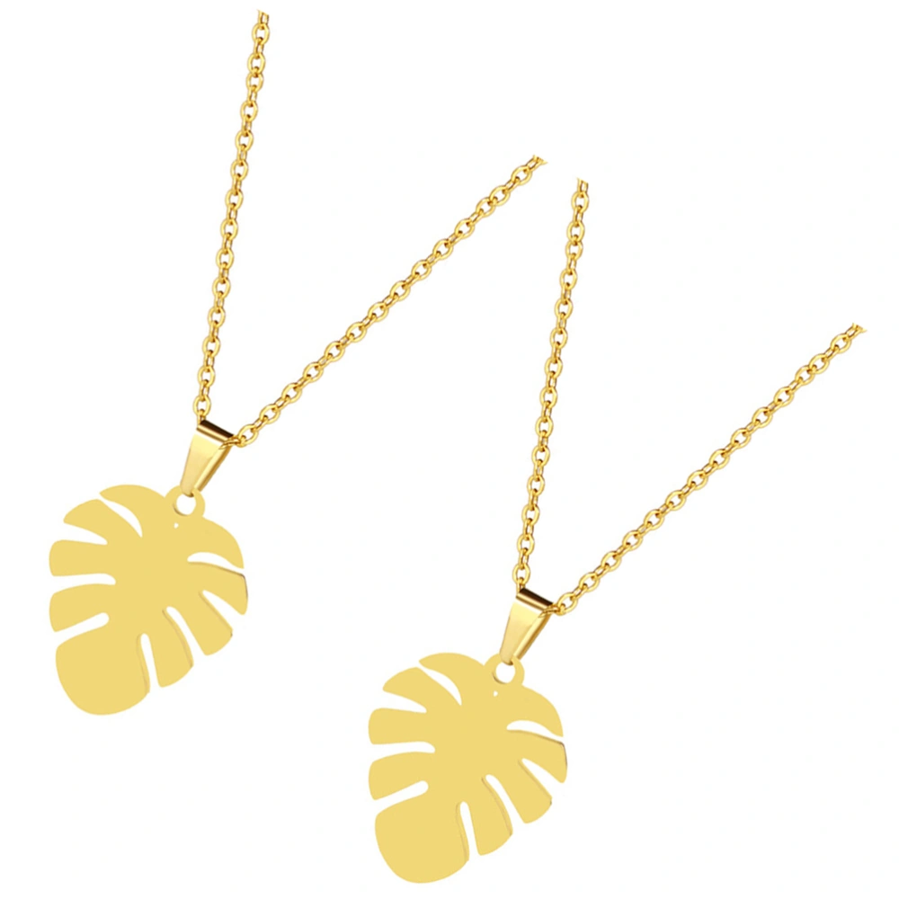 2pcs Palm Frond Hawaii Tropical Style Decorative for Woman (Golden)