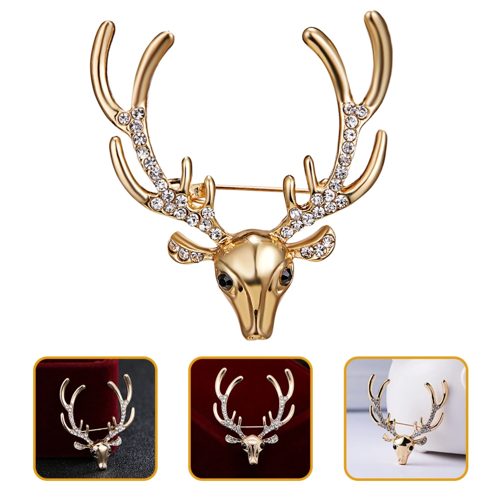 Christmas Deer Head Brooch Elk Antlers Brooch Pin Clothing Lapel Pin Decoration