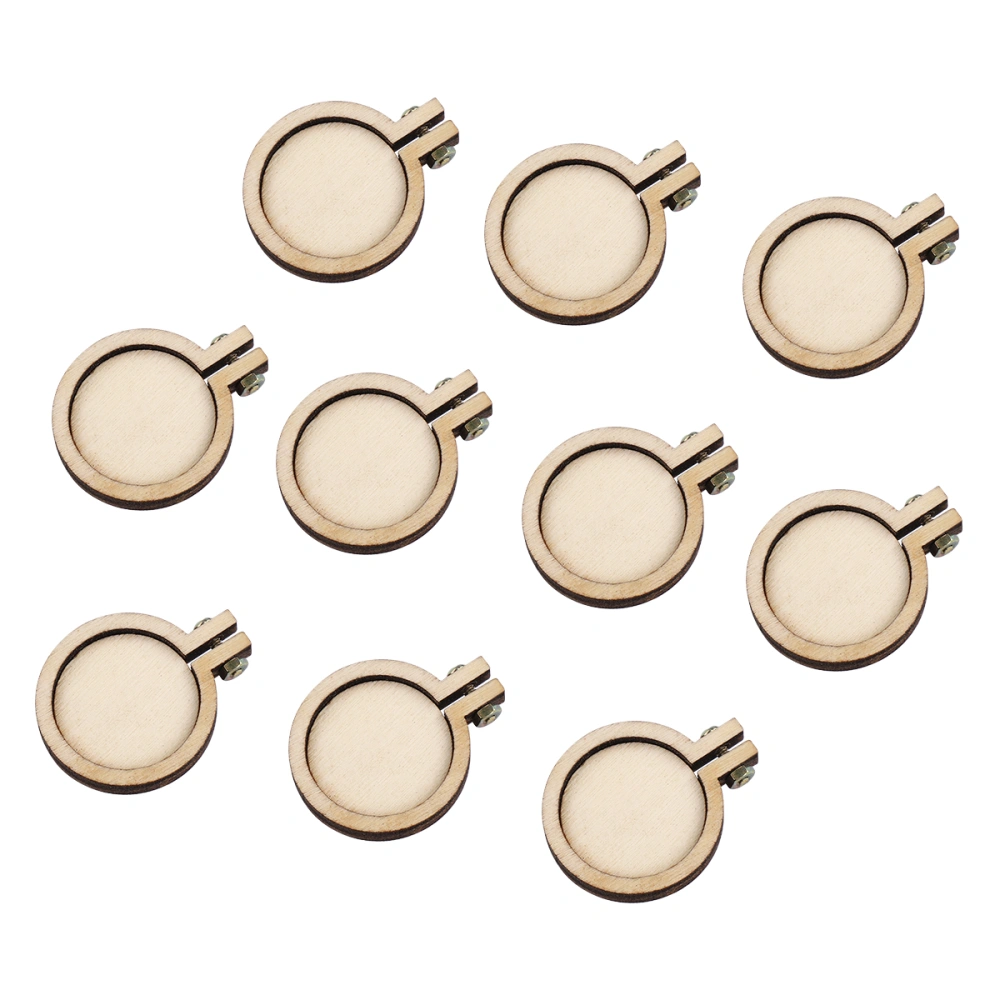 SUPVOX 10PCS Wooden Small Embroidered Mini Round Cross Stitch Fixed Frame Sewing Accessories