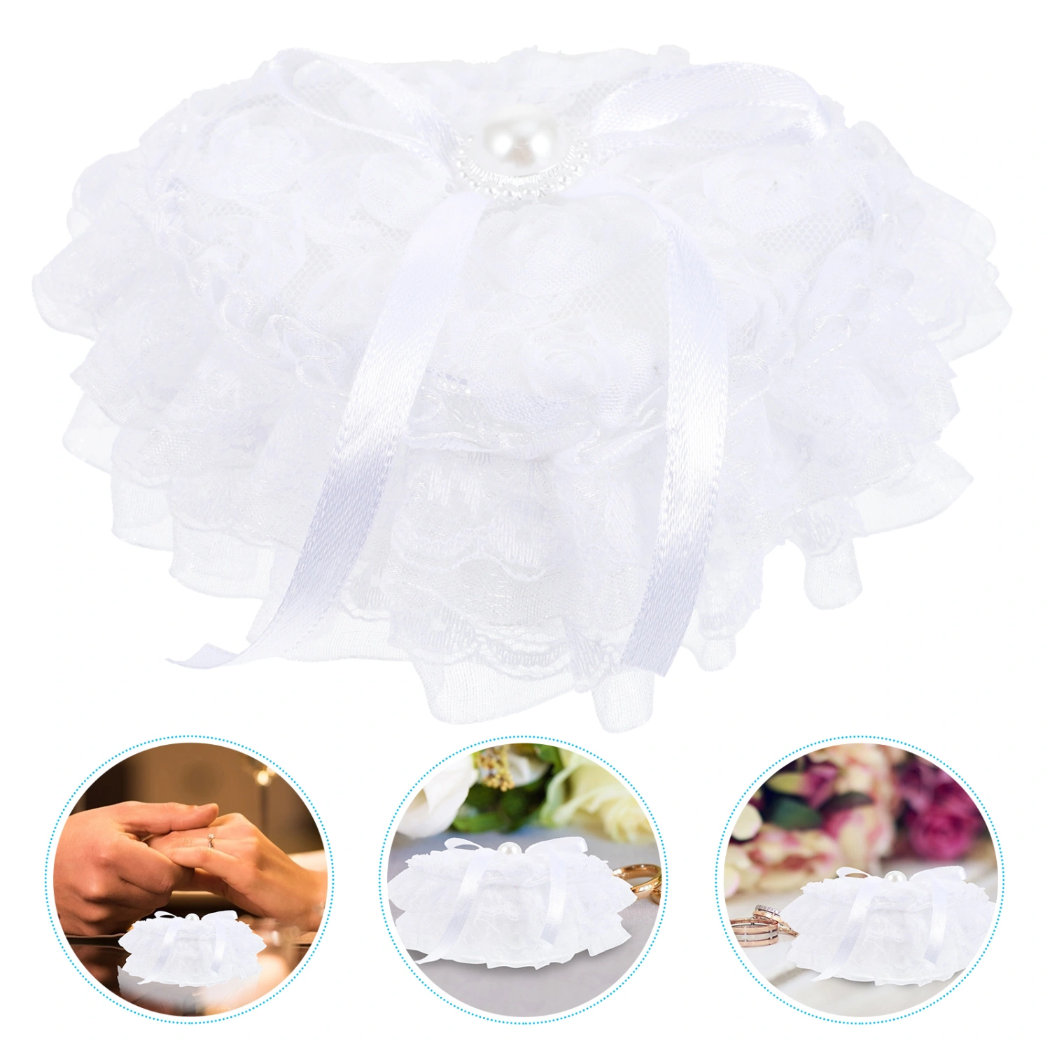  Heart-shape Ring Pillow Romantic Wedding Ring Bearer Pillow Valentines Day Gift