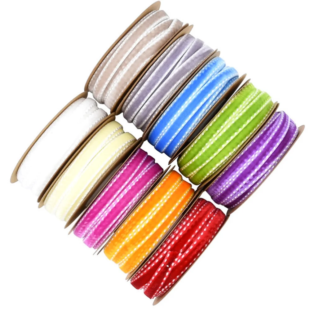 1 Roll of 10M Non-elastic Clothes Headwear Necklace Accessories Ribbon Gift Wrapping Flocking Ribbons DIY Decorative Strap Festive Ribbon Band for Home Shop (Beige)