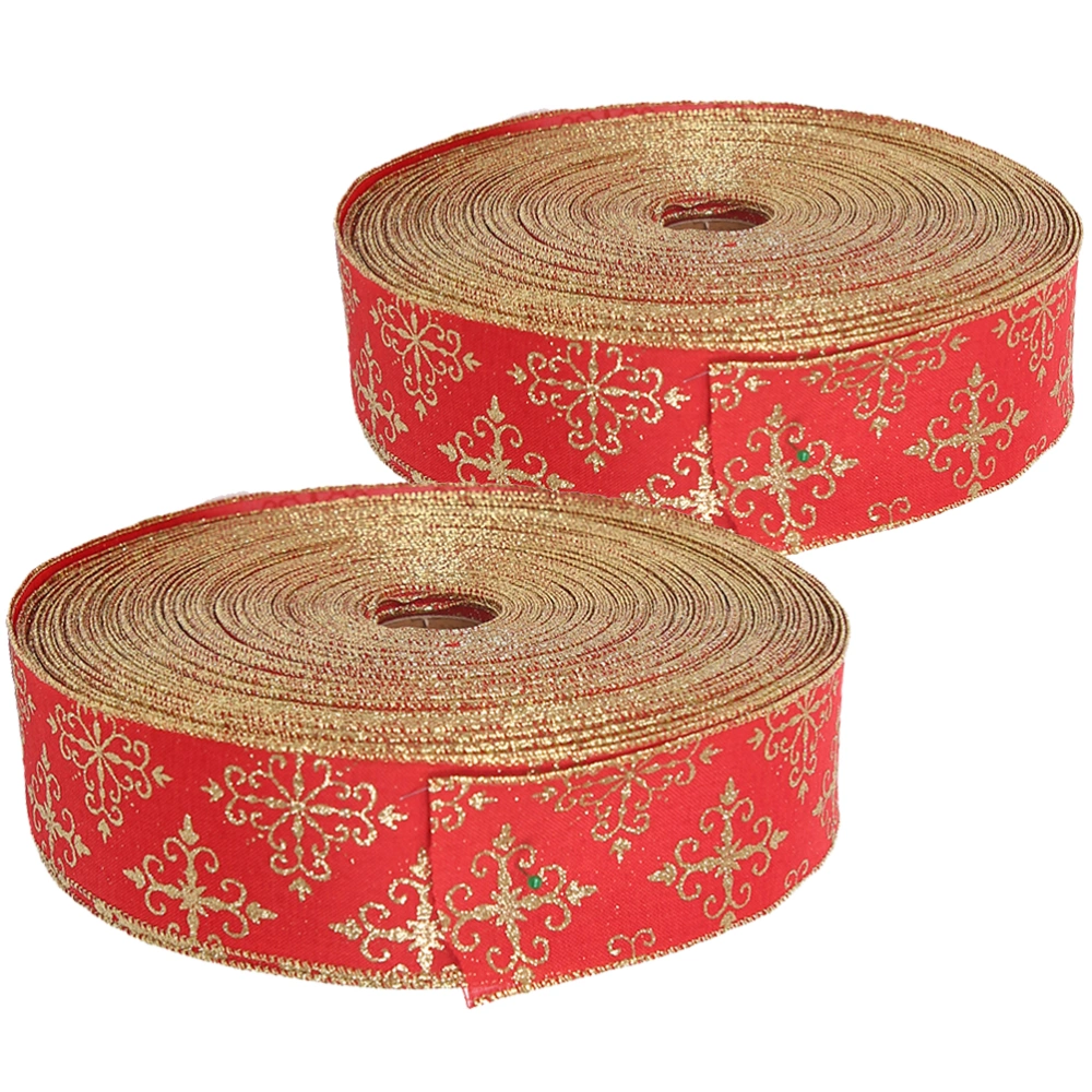 2pcs Christmas Decorative Ribbon Gift Wraping Ribbon Christmas Decorations (Red)