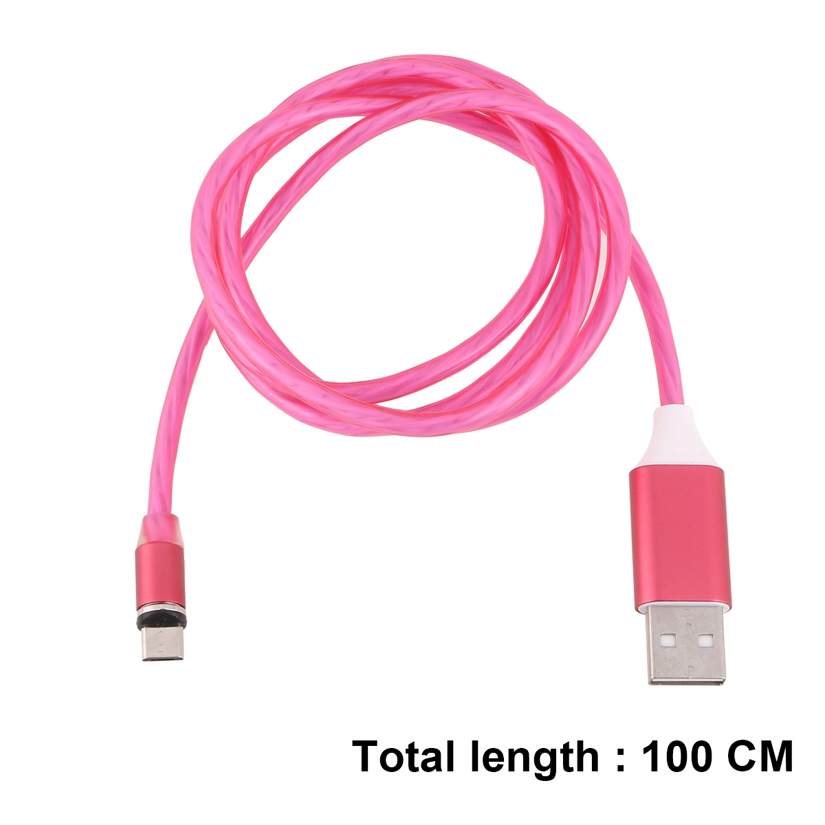 1m Magnetic Charger Cable Rounded Luminous Data Sync Wire Luminescent Cable for Android Red