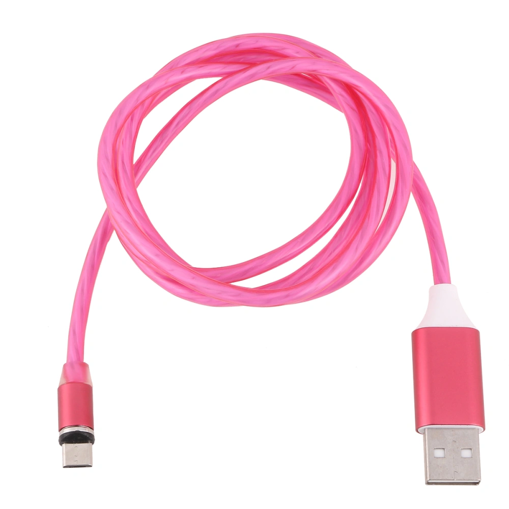 1m Magnetic Charger Cable Rounded Luminous Data Sync Wire Luminescent Cable for Android Red