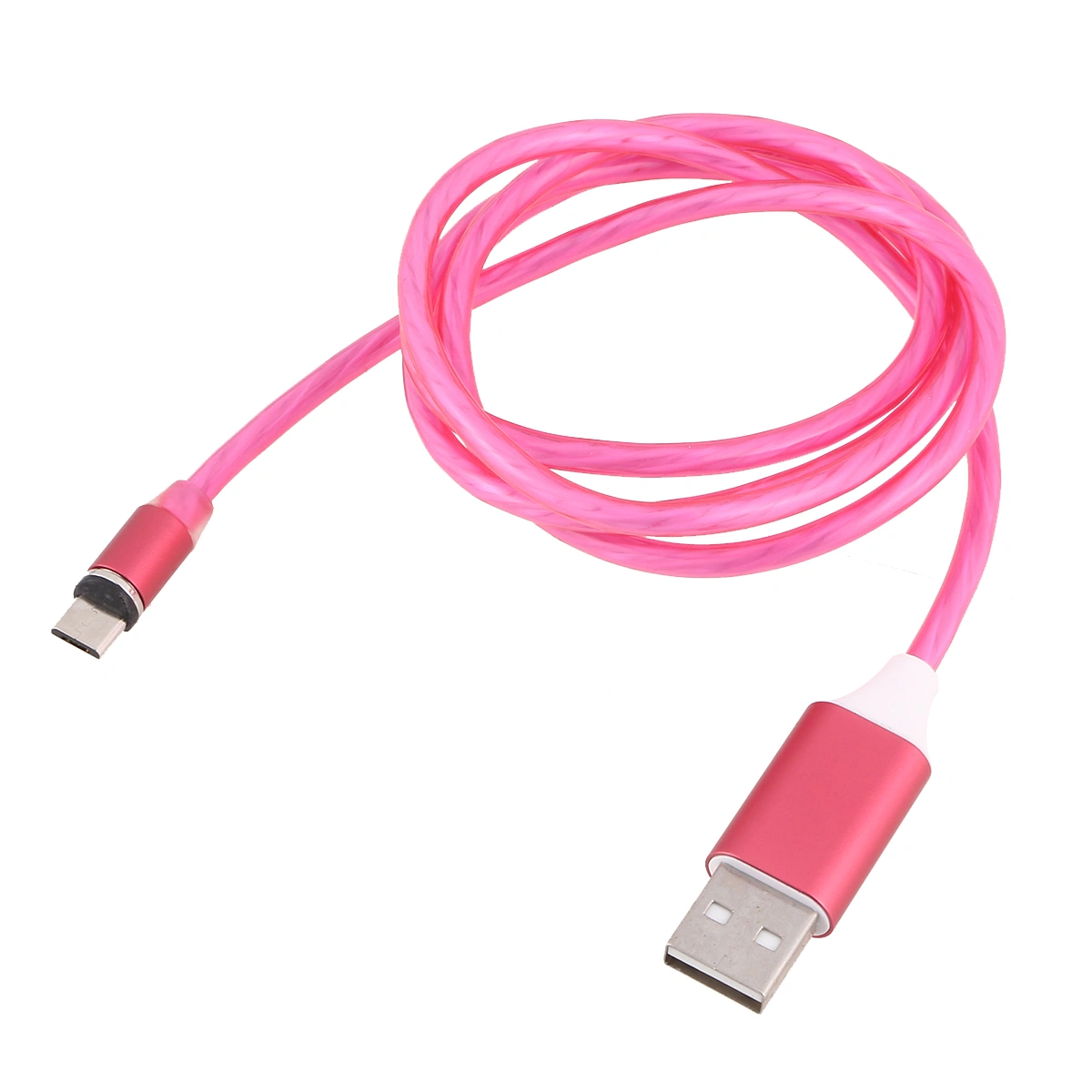 1m Magnetic Charger Cable Rounded Luminous Data Sync Wire Luminescent Cable for Android Red