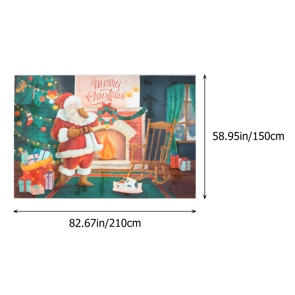 1Pc Christmas Backdrop Decor Santa Claus Background Cloth 3D Photography Prop