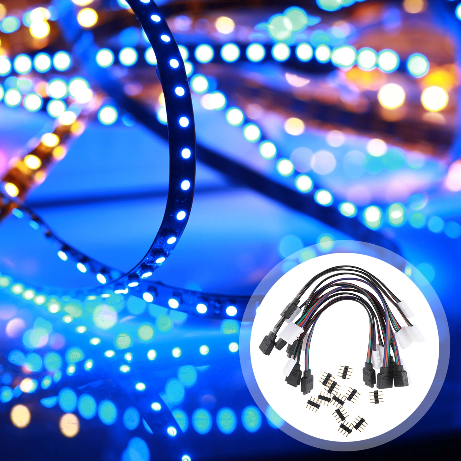 10pcs LED Strip Connector Solderless LED Light Conductor 4 Pin LED Connector