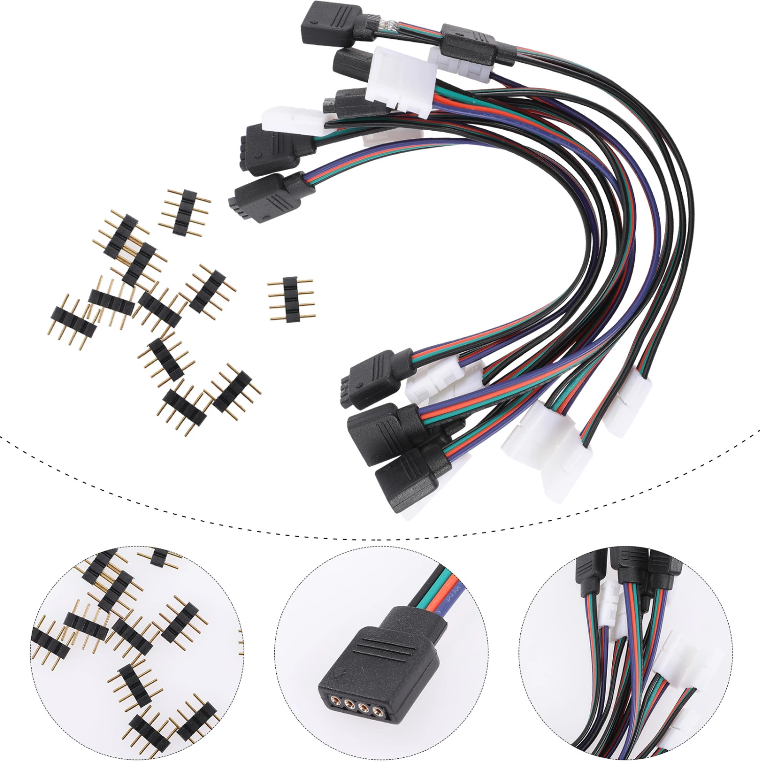 10pcs LED Strip Connector Solderless LED Light Conductor 4 Pin LED Connector