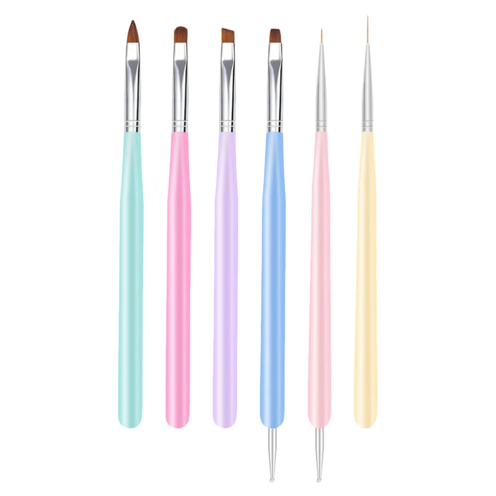 6Pcs Nail Art Pen Brush Manicure Painting Brush Nail Drawing Pen for Home Salon