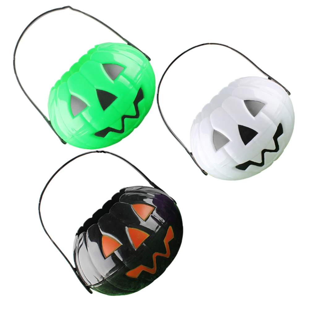 3Pcs Halloween Decorations Can Be Folded And Disassembled Into Two Half-in-one Pumpkin Candy Buckets (Random Color)