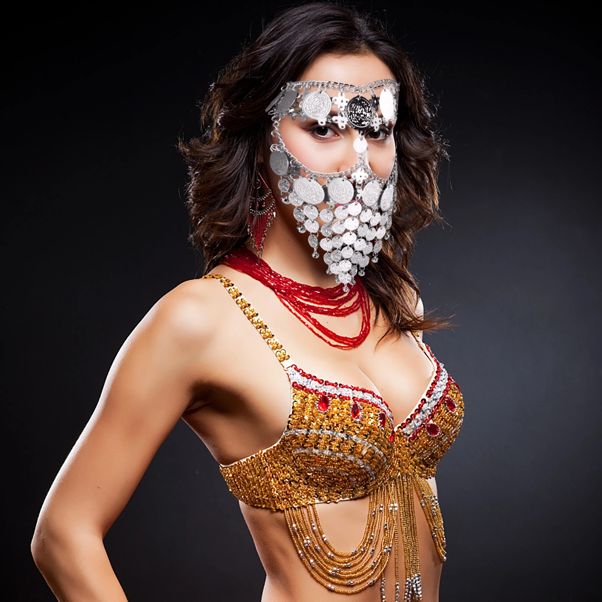 Elegant Masquerade Mask Decorative Party Costume Half Face Mask for Belly Dance
