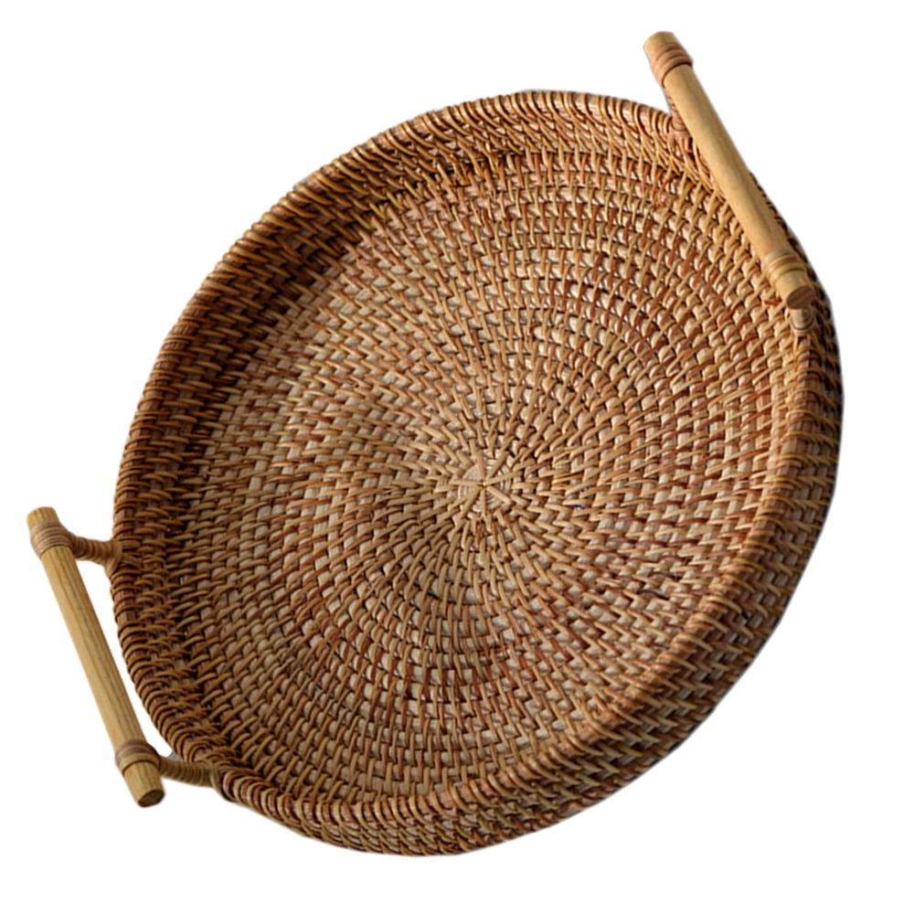 1pc Handmade Rattan Basket Fresh Fruit Storage Container Home Storage Basket