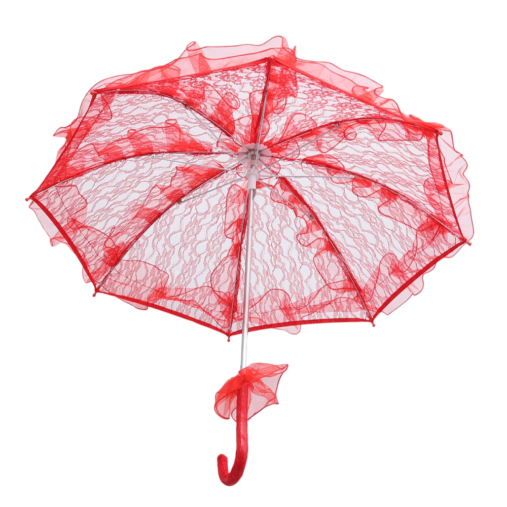 Stylish Western Style Umbrella Lace Fleur Parasol Decoration Wedding Bride Umbrella - Size Small (Red)