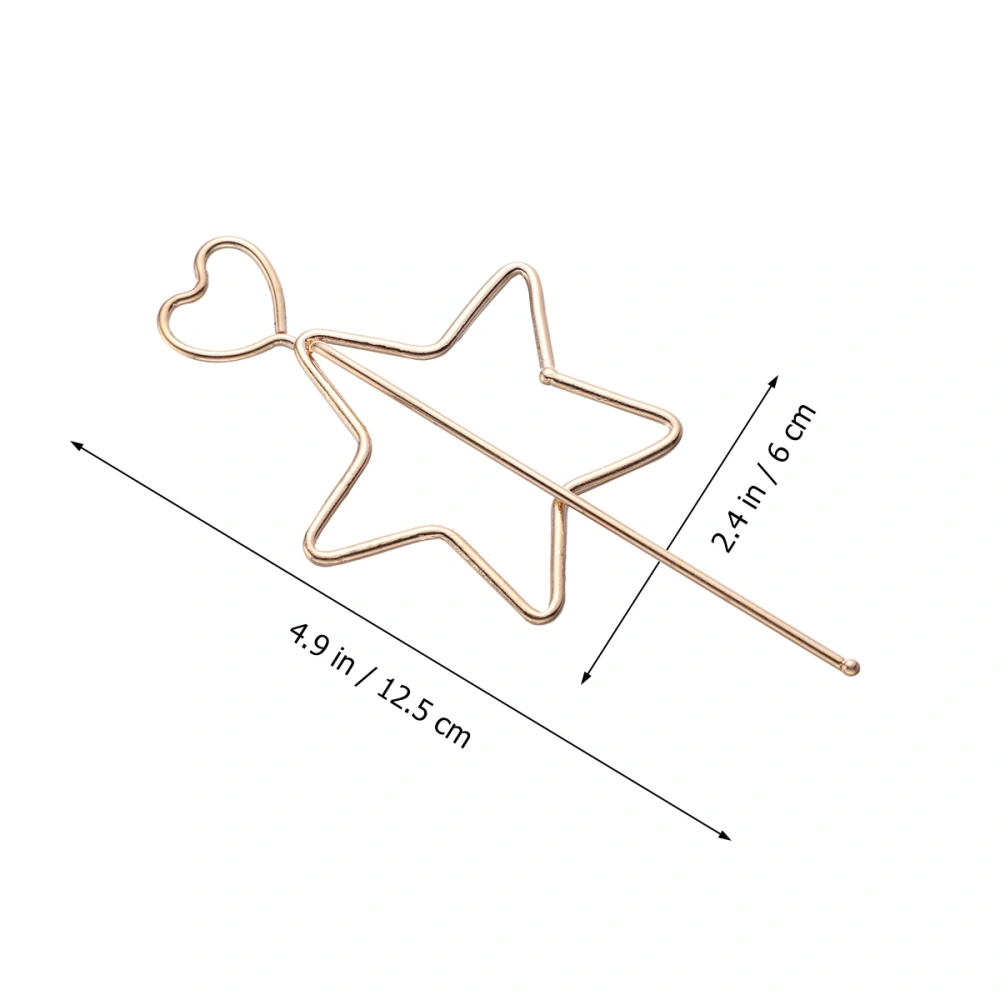 Hollow Out Love Heart Hair Sticks Metal Hair Accessories Hair Clip for Women Girls (Five-pointed Star)