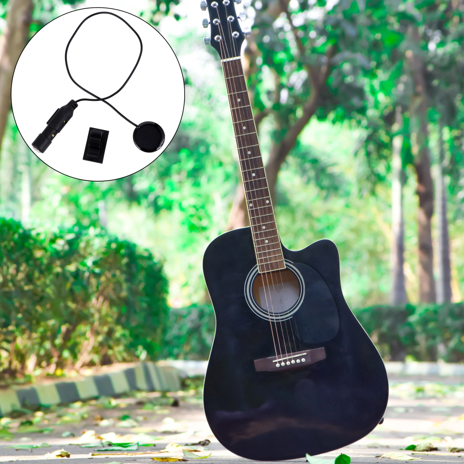 Ukulele Transducer Acoustic Guitar Violin Pickup Instrument Accessories (Black)