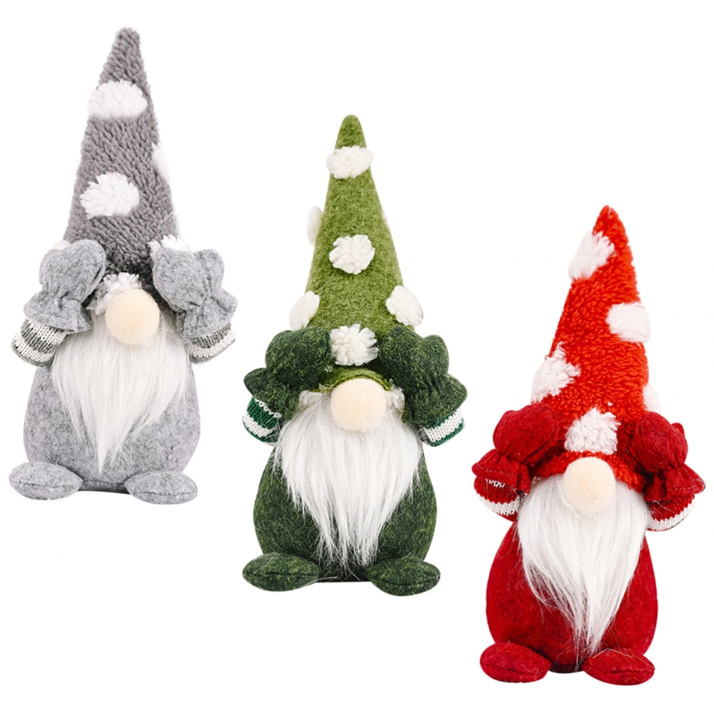 3 Pcs Creative Party Gnome Shop Window Adornment Christmas Decor Supplies