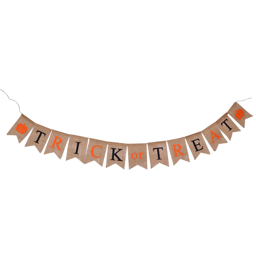 Halloween Bunting Banners Linen Pull Flag Ornaments Halloween Decoration Set