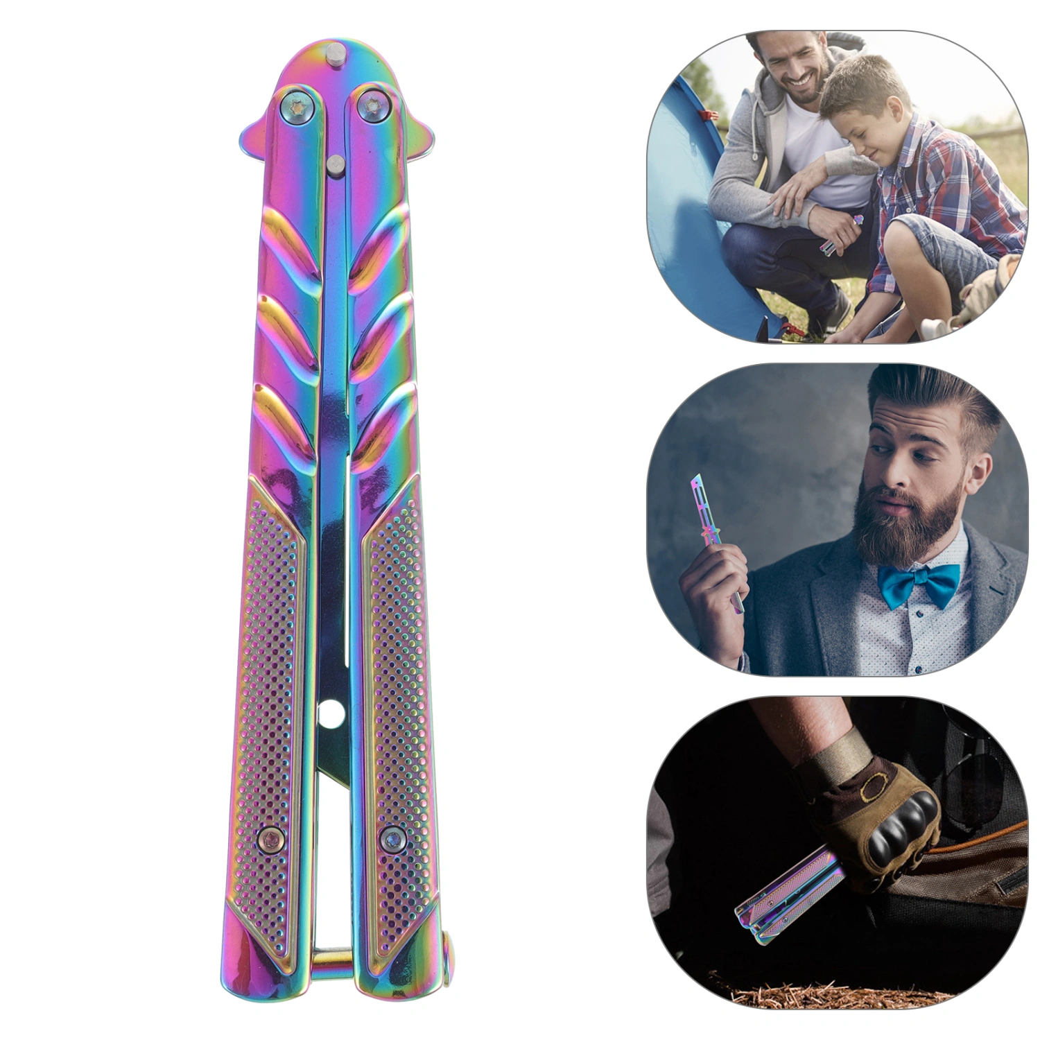 1Pc Blunt Balisong Practice Training Cutter Dull Balisong Trainer Gift