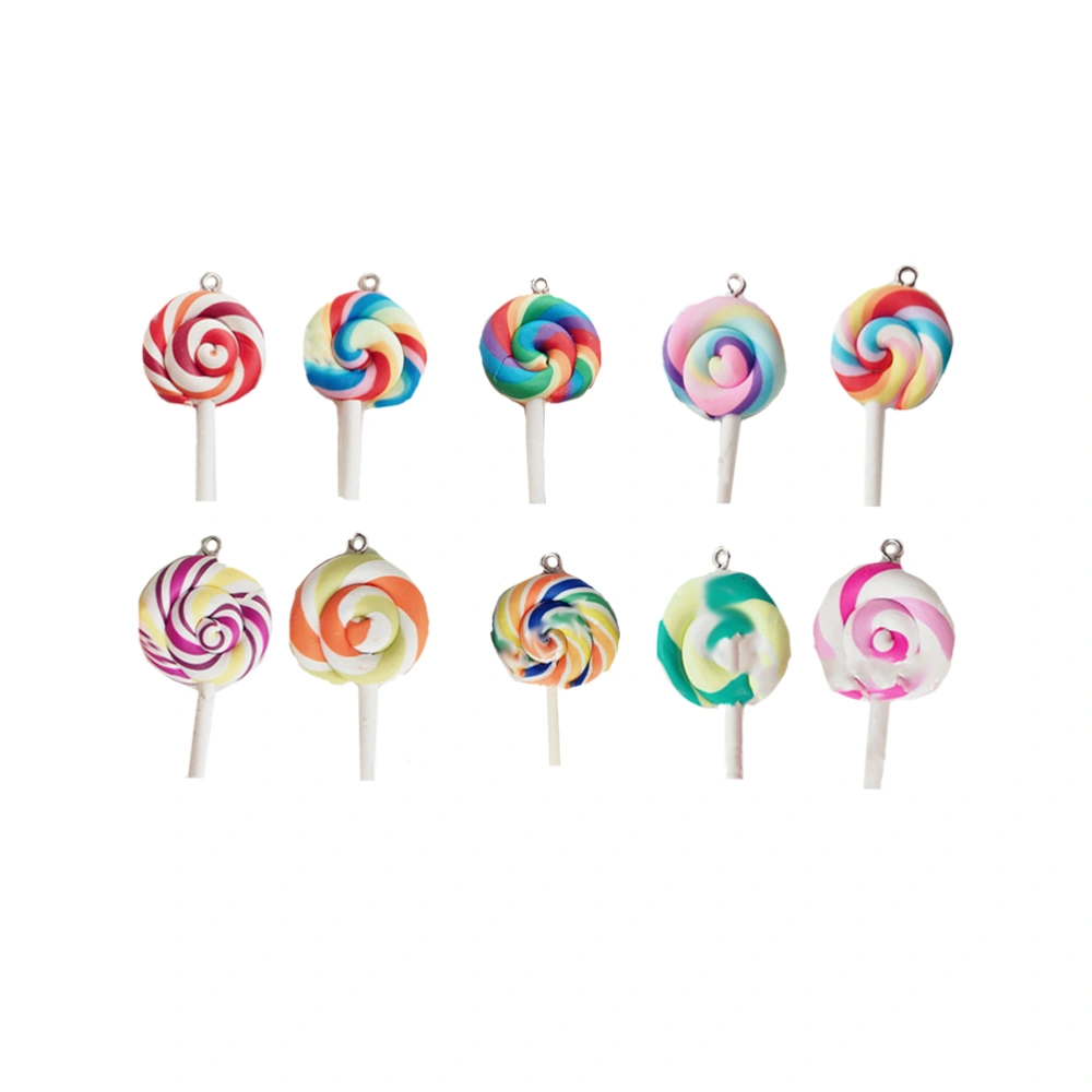 10PCS Simulation Pottery Lollipops Mobile Phone Case Accessories Toy DIY Pendants for Keyrings Bags Decoration