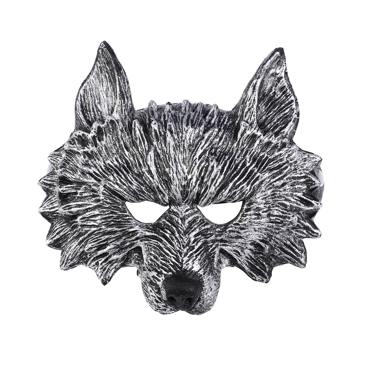 Wolf Mask Dress-up Costume Accessory Prop Mask for Halloween Masquerade Performance Cosplay Costume Party Carnival (Silver+Black)