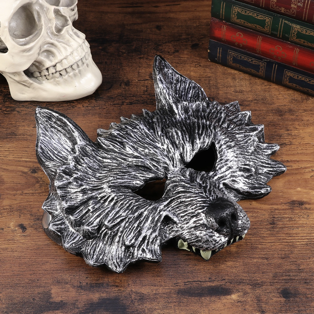 Wolf Mask Dress-up Costume Accessory Prop Mask for Halloween Masquerade Performance Cosplay Costume Party Carnival (Silver+Black)