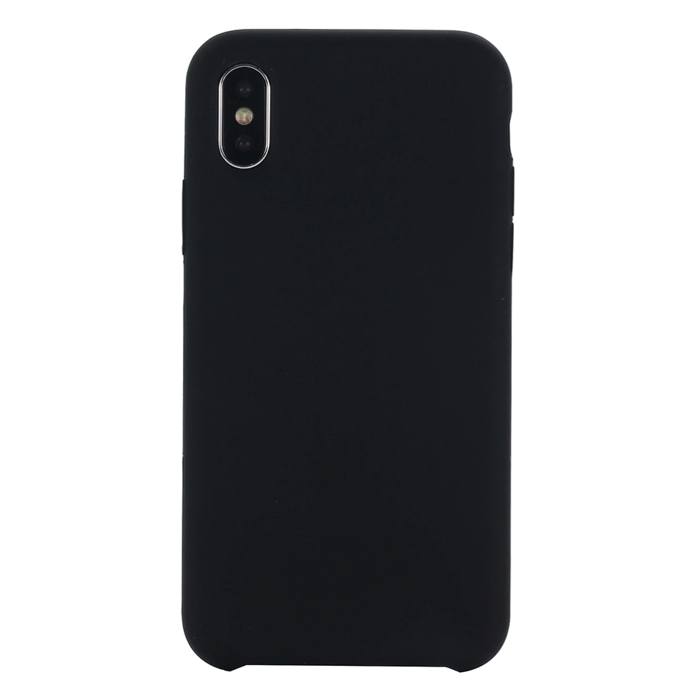 Solid Silicone Phone Case Premium Scrub Craft Lining Anti-scratch Full-covered Phone Cover Shell for iPhone X (Black)