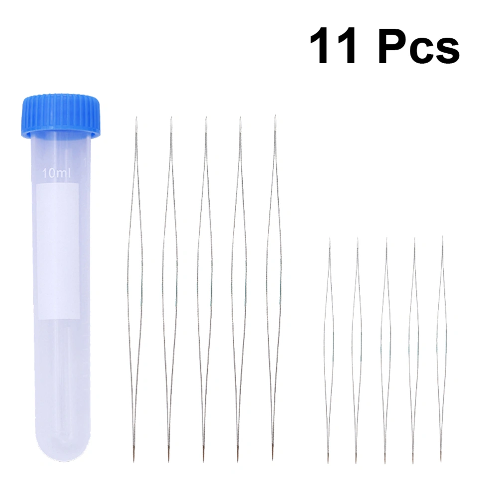 10pcs Handwork Beading Needles Kit Threaders Set Sewing Needles with Storage Bottle DIY Jewelry Making Accessaries (5.8/10.2, 5 for each, Blue Cover)