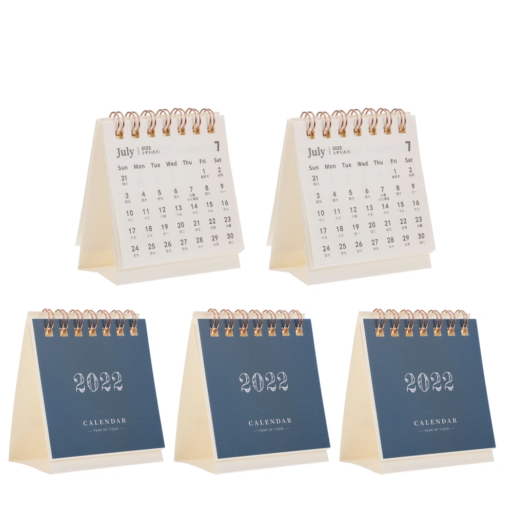 5Pcs Desktop 2022 Calendars Table Paper Calendars Yearly Agenda Planners