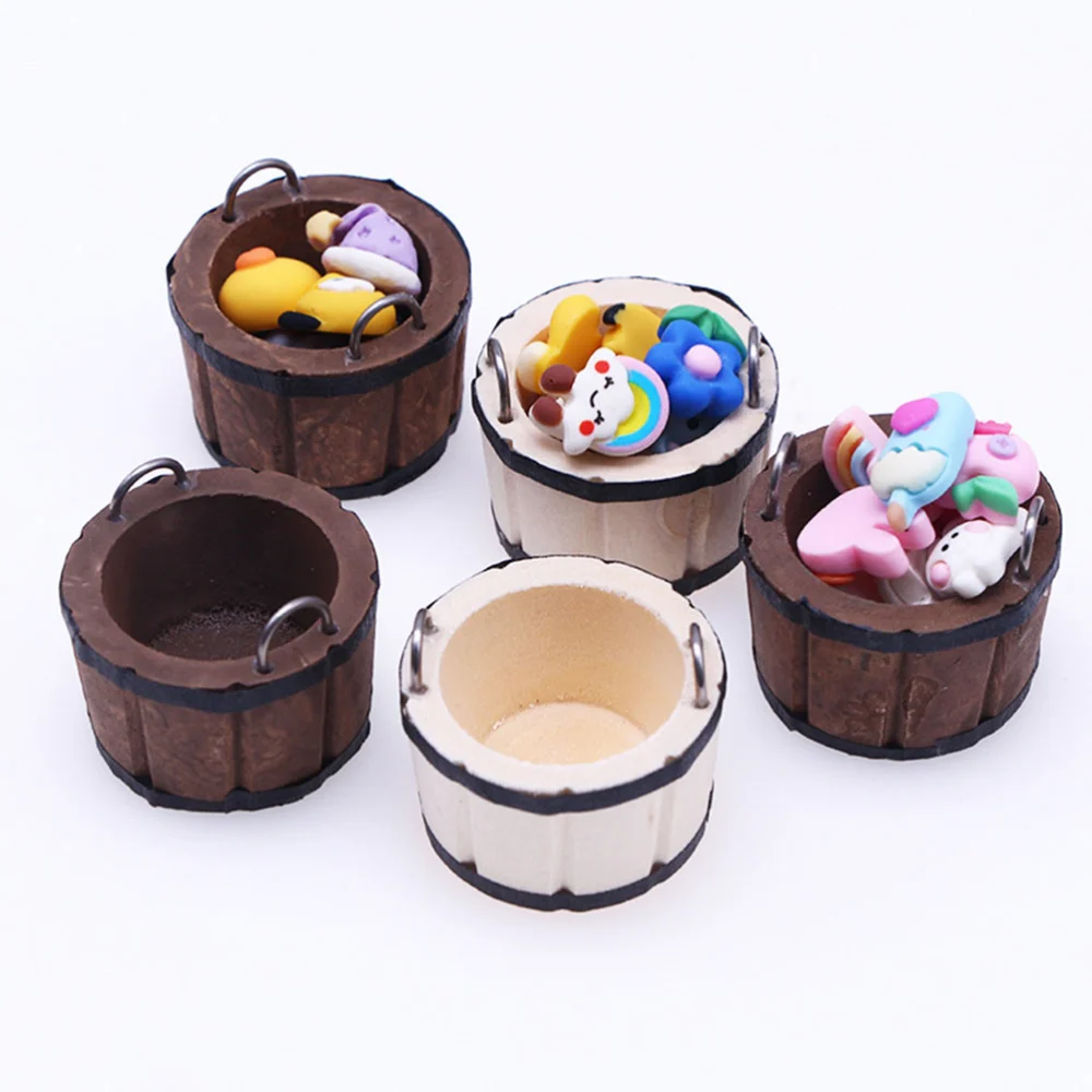 2pcs Doll House Mini Wash Basin Simulated Bucket Toys Kids Doll House Ornaments