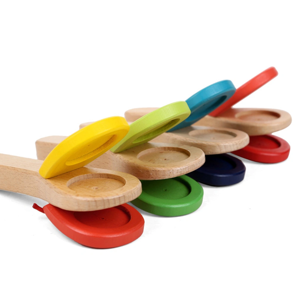 Lovely Kids Wooden Castanet Clapper Educational Toy Musical Percussion for Baby Early Learning (Random Color)