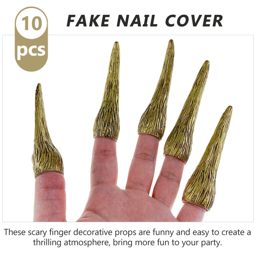 10PCS Creative Halloween Fake Nail Cover Fancy Dress Ball Finger Nail Decor Prop