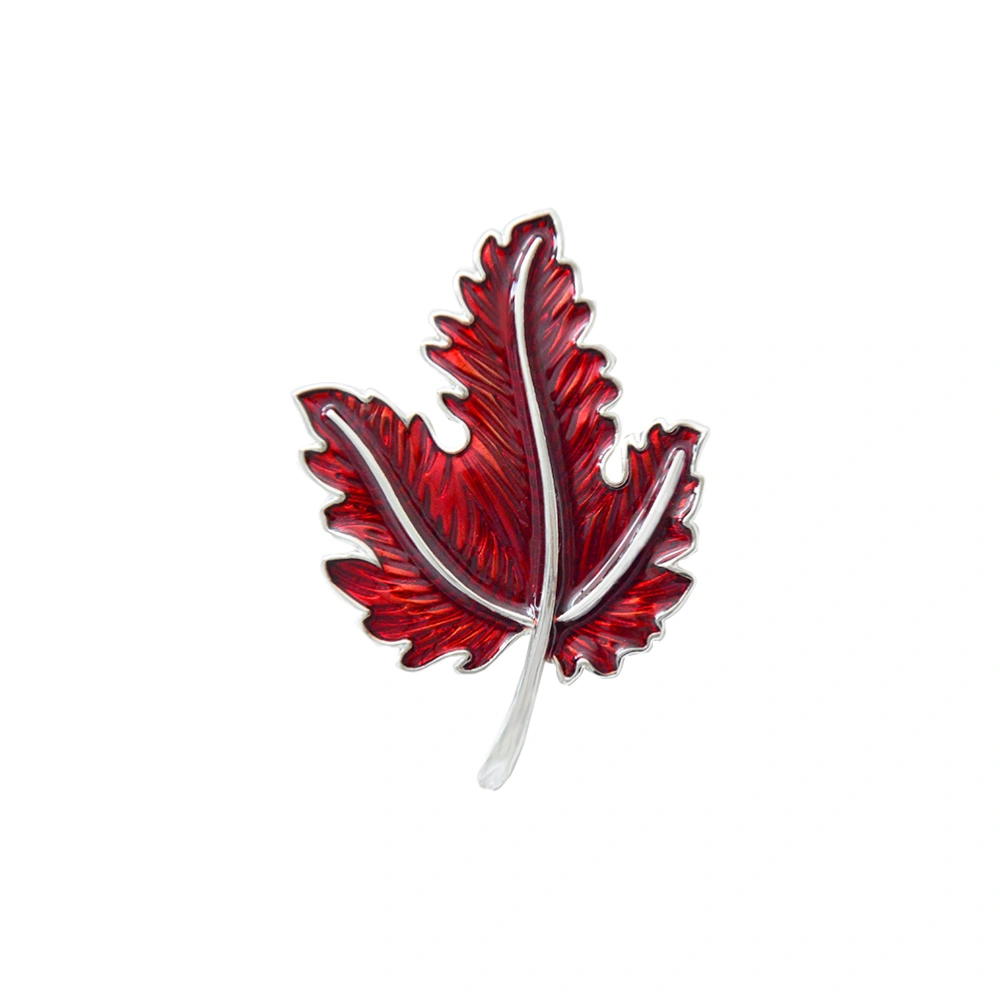 Colorful Flower Lapel Pin Delicate Alloy Enamel Brooches Maple Leaf Brooches for Personal Party(Red)