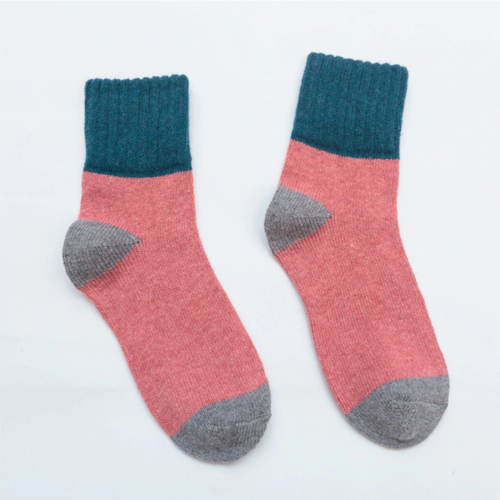 1 Pair of Womens Thick Knit Warm Casual Wool Crew Winter Socks Comfortable Durable Socks (Lake Blue, Pink and Gray)