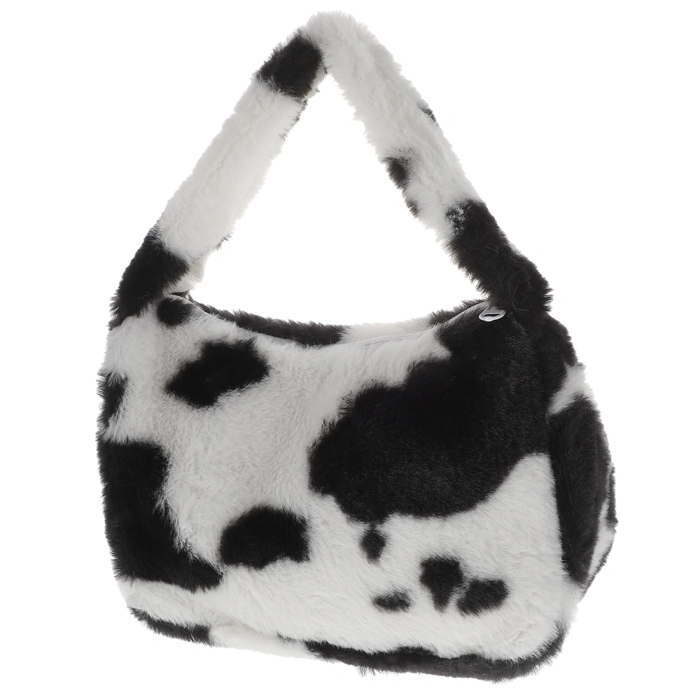 1Pc Fashion Hand-held Plush Bag Adorable Cow Lady Outdoor One-shoulder Bag