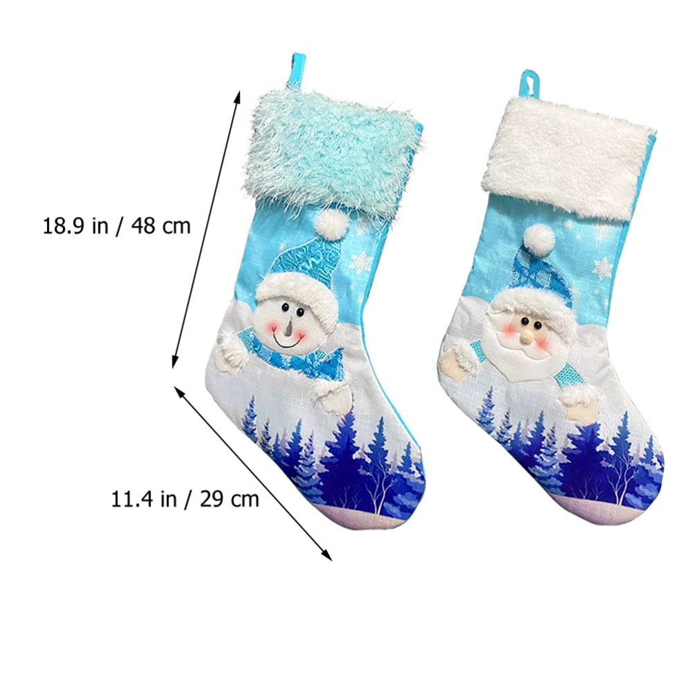 2pcs Christmas Socks Decorative Pendants Christmas Tree Stocking Hanging Decor