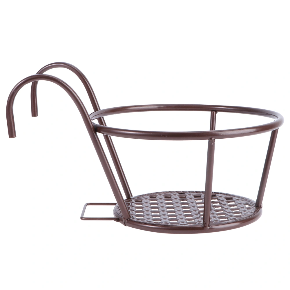 1PC Bonsai Hanging Basket Flowerpot Holder Iron Art Handrail Stand Flowerpot Bracket for Home Office (Bronze)